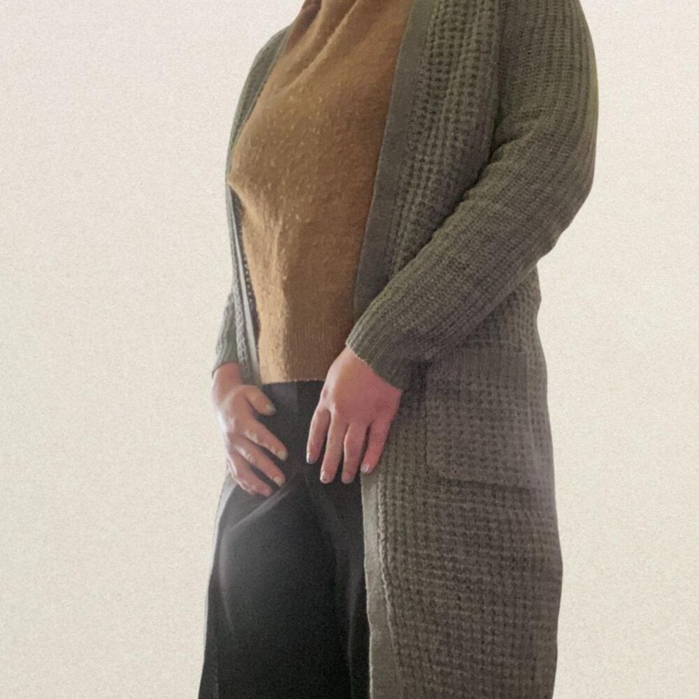 Long Grey Knit Cardigan
